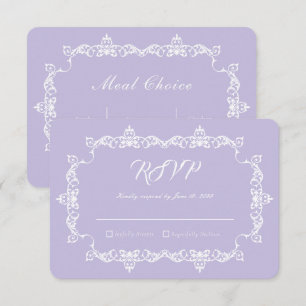 Klassisch lila violette aufwendig gerahmte Hochzei RSVP Karte