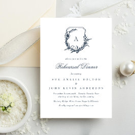 klassisch marineblau Monogram Wappen Probe Dinner Einladung