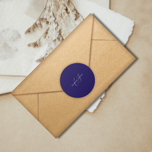 Klassisch minimalistisch blau-weiß runder aufkleber