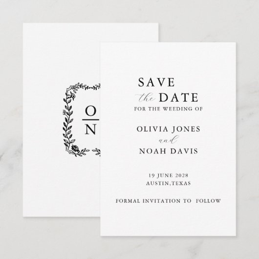 KLASSISCH MINIMALISTISCH ELEGANT EINFACHE SAVE-THE SAVE THE DATE (Vorne/Hinten)