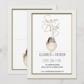 Klassisch minimalistisch ,Eulen in Liebe Save the  Einladung (Vorne/Hinten)