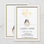 Klassisch minimalistisch ,Eulen in Liebe Save the  Einladung (Vorne/Hinten)