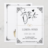 Klassisch minimalistisch ,Eulen in Liebe Save the  Einladung (Vorne/Hinten)