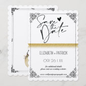 Klassisch minimalistisch ,Eulen in Liebe Save the  Einladung (Vorne/Hinten)