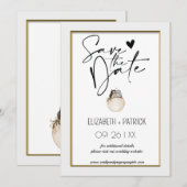 Klassisch minimalistisch ,Eulen in Liebe Save the Einladung (Vorne/Hinten)