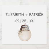 Klassisch minimalistisch ,Eulen in Liebe Schaumweinetikett (Einzelnes Label)