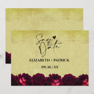 Klassisch minimalistisch, rote Rosen, Vintag Save The Date