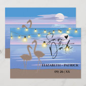 Klassisch minimalistisch, Sonnenuntergang, Flaming Save The Date (Vorne/Hinten)