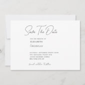 Klassisch minimalistische Hochzeit in Schwarz-Weiß Save The Date (Vorderseite)
