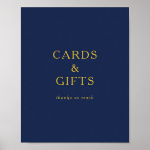 Klassisch-minimalistische Navy-Blue-Gold-Karten un Poster
