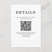 Klassisch minimalistischer QR-Code einfach in Weiß Begleitkarte (Vorderseite)