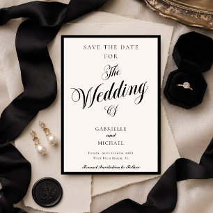 Klassisch minimalistisches altes Geld Schwarz Elfe Save The Date