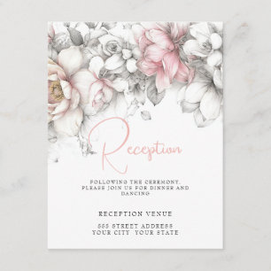 Klassisch Modern Elfenbein und Rosé Blumendesign Begleitkarte