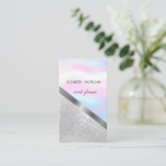 Klassisch modern geometrisch, Abstrakt holografisc Visitenkarte (Stehend Vorderseite)