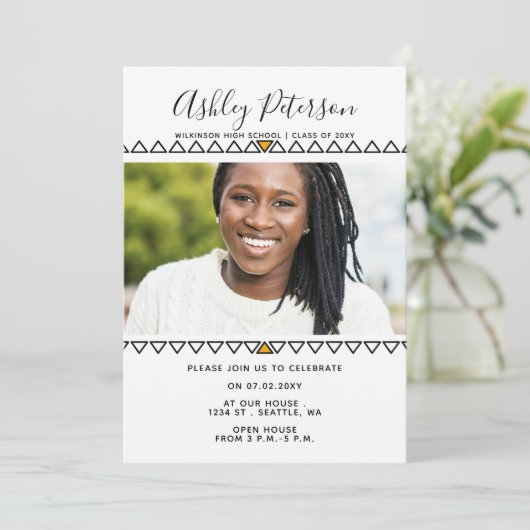 Klassisch modern und stilvoll Elegant Foto Abschlu Einladung (Stehend Vorderseite)