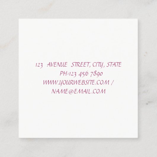 Klassisch Moderne, romantische Wasserfarben, weiß Quadratische Visitenkarte (Rückseite)