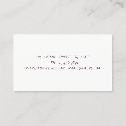 Klassisch Moderne, romantische Wasserfarben, weiß Visitenkarte (Rückseite)