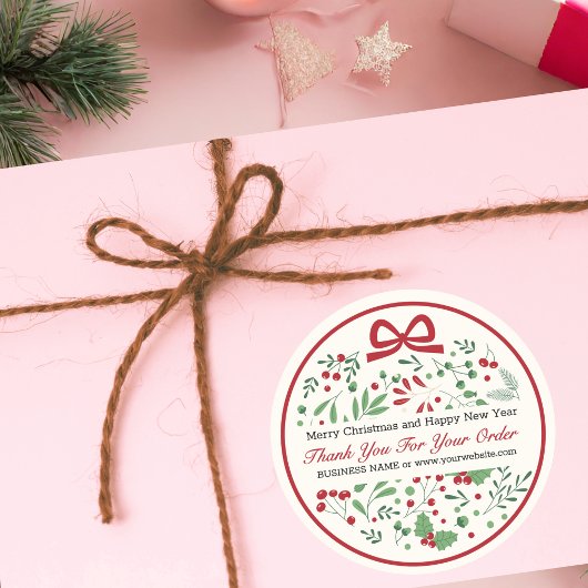 Klassisch Moderne Vintage Rot Grüne Blüte Runder Aufkleber