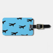 Klassisch Modernes einfaches Flugzeug Schwarz & Bl Gepäckanhänger (Vorderseite horizontal)