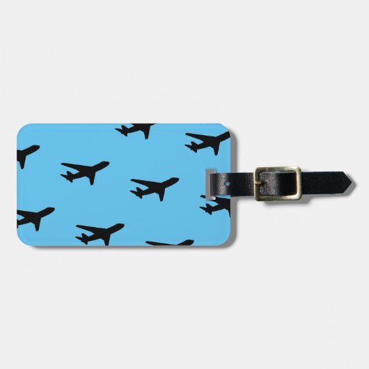 Klassisch Modernes einfaches Flugzeug Schwarz & Bl Gepäckanhänger (Vorderseite horizontal)