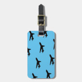 Klassisch Modernes einfaches Flugzeug Schwarz & Bl Gepäckanhänger (Vorderseite vertikal)