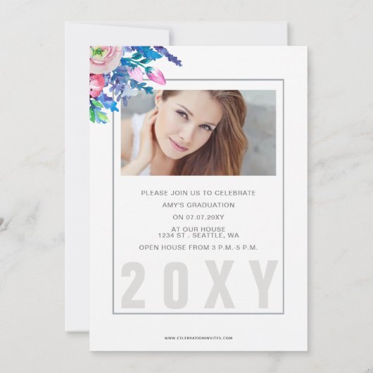 Klassisch Modernes, stilvolles Foto Abschluss Einladung (Rückseite)