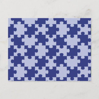 Klassisch Navy Blau Puzzle-Teil Nahtlos Postkarte