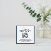 Klassisch Navy Blau QR-Code Hochzeit - Erfasse die Begleitkarte (Stehend Vorderseite)
