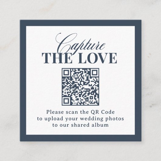 Klassisch Navy Blau QR-Code Hochzeit - Erfasse die Begleitkarte (Vorderseite)