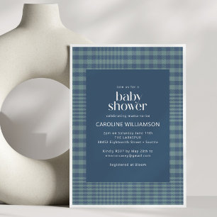 Klassisch Navy Blau Retro Glen Karo Baby Shower Einladung