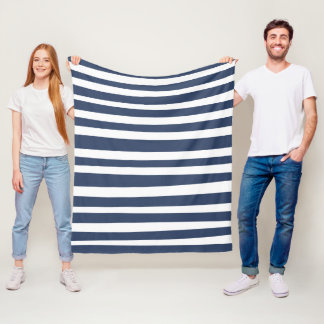 Klassisch Navy Blau Streifen | Zeitloses Nautical  Fleecedecke