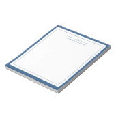 Klassisch Navy Blau Zwei-Rahmen-Monogramm-Linien Notizblock (Rotiert)
