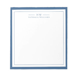 Klassisch Navy Blau Zwei-Rahmen-Monogramm-Linien Notizblock