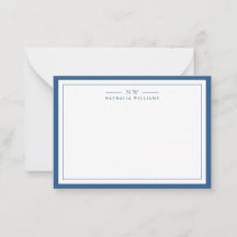 Klassisch Navy Blau Zwei Rand Monogramm Lined