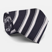 Klassisch Navy & Silber Diagonally Gestreift Krawatte (Gerollt)