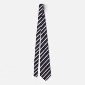 Klassisch Navy & Silber Diagonally Gestreift Krawatte (Rückseite)