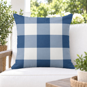 Klassisch Navy Weiß Groß Gingham Karo Kissen