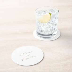 Klassisch neutrale elegante Hochzeit Runder Pappuntersetzer