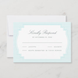 Klassisch pastellblaue gestreifte Hochzeit RSVP Karte