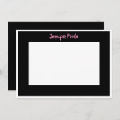 Klassisch Personalisiert Schwarz, Weiß und Rosa Einladung (Vorne/Hinten)