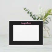 Klassisch Personalisiert Schwarz, Weiß und Rosa Einladung (Stehend Vorderseite)