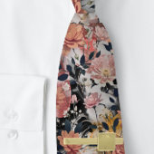 Klassisch Pfirsichrosa Schwarze Blüte Krawatte