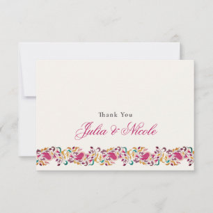 Klassisch Pink Grün Gelb Floral Schwan Vogel Hochz