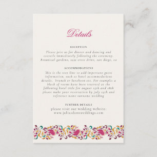 Klassisch Pink Grün Gelb Floral Schwan Vogel Hochz Begleitkarte