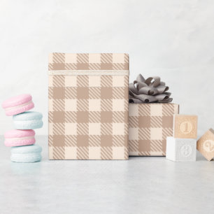 Klassisch preppy braun beige Gingham Karo gemuster Geschenkpapier
