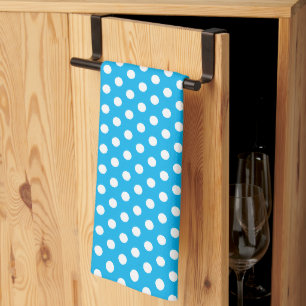 Klassisch Retro Vintage Weiß Polka Punkte auf Himm Geschirrtuch