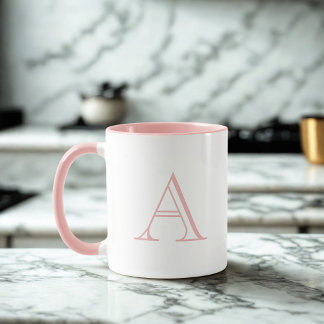Klassisch rosa Alphabet Letter A Monogram Coffee T Tasse