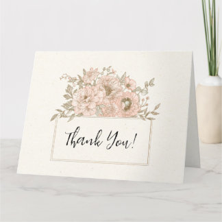 Klassisch rosa, botanische Grenze Dankeskarte