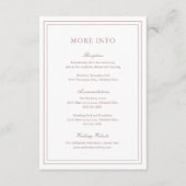 Klassisch rosa Elegante Hochzeit Begleitkarte (Vorderseite)