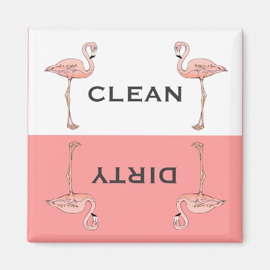 Klassisch rosa Flamingo saubere Geschirrspülmaschi Magnet (Vorne)